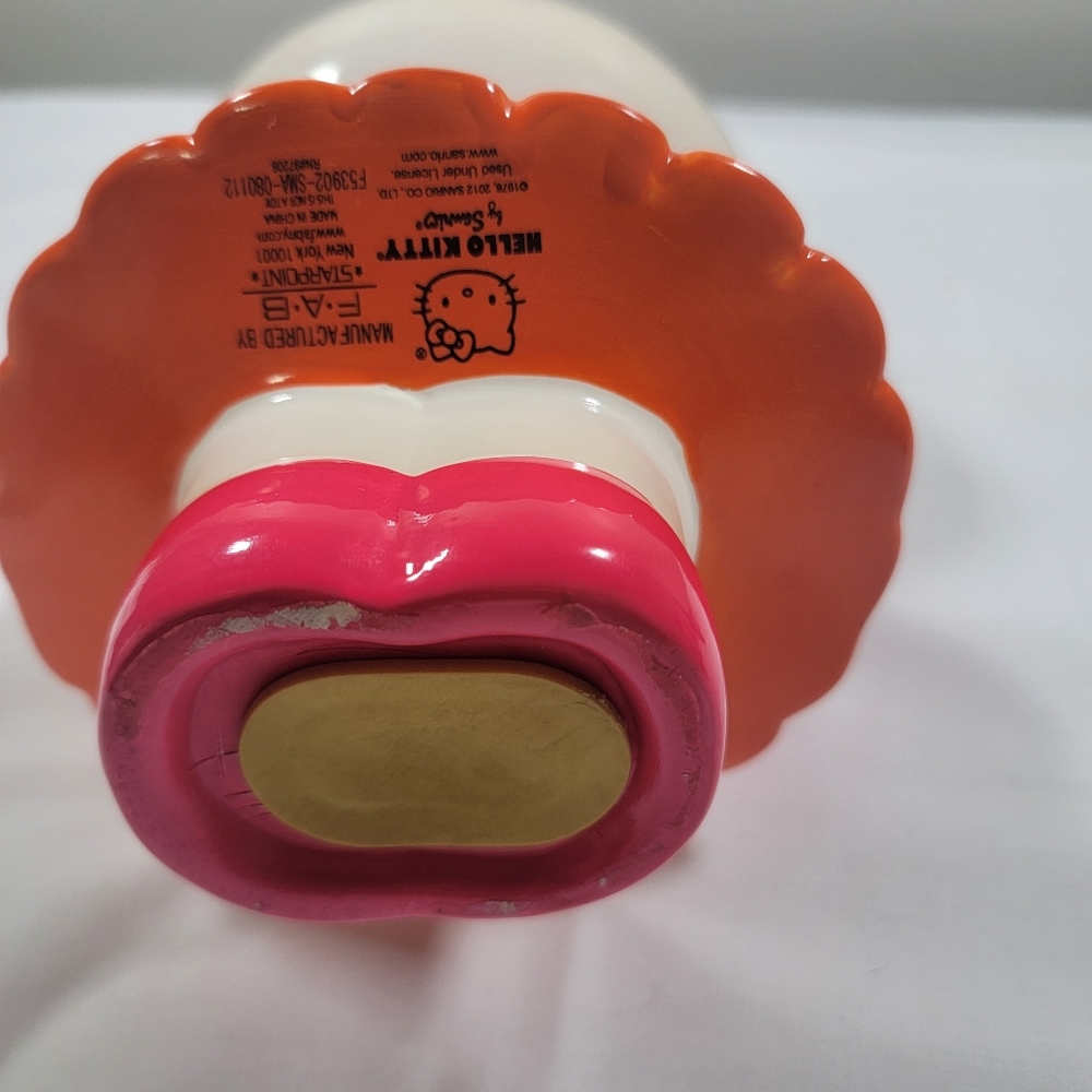 Hello Kitty Sanrio Ceramic Coin Bank 9" FAB 1978 2012 Pink Dress Bow Piggy - Picture 5 of 11